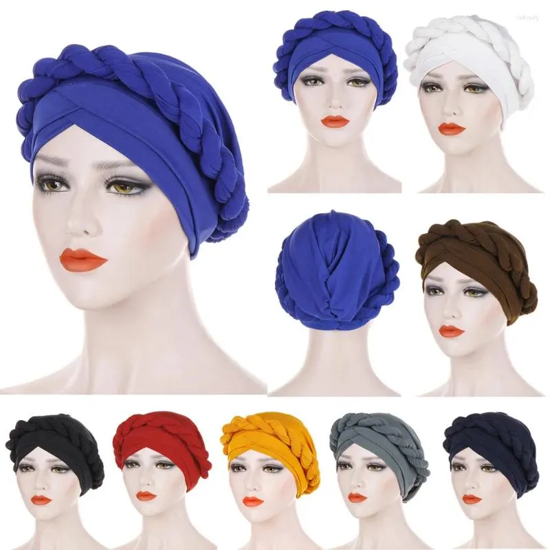 Casquettes de boule Mode Femmes Tresse Chapeau Musulman À Volants Cancer Turban Wrap Cap