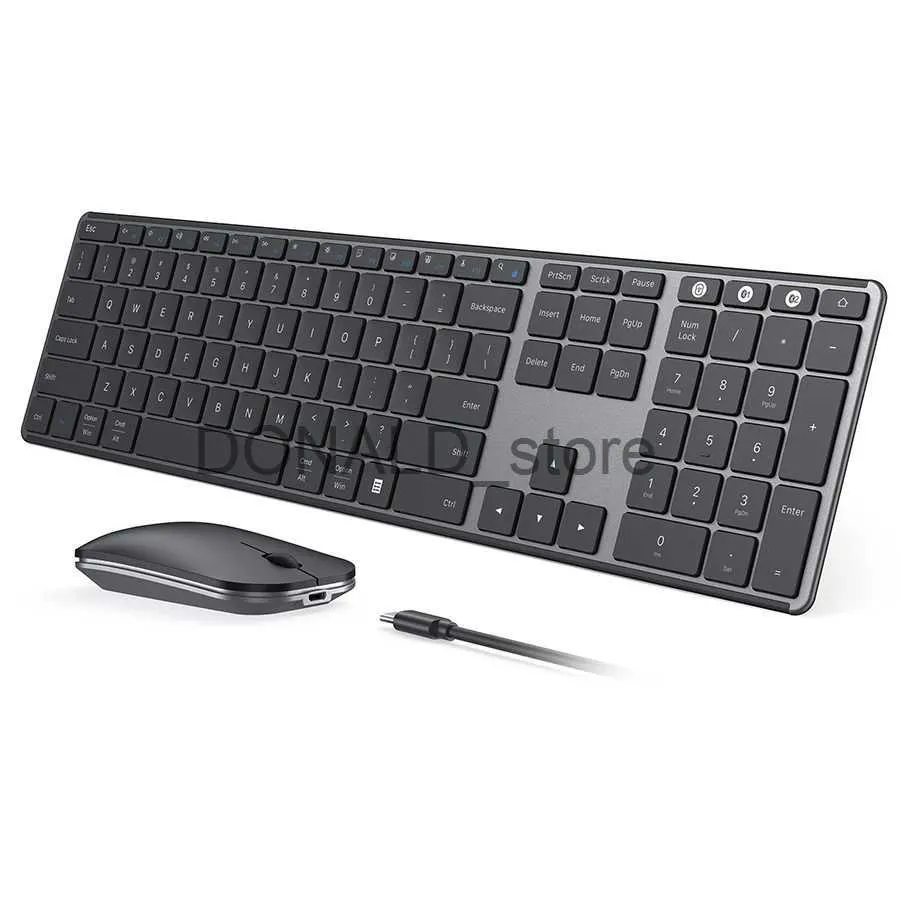 Claviers Clavier Bluetooth sans fil et combo combo multi-périphériques Clavier mince et souris rechargeable pour Win 8 10 MacBook Pro Air iPad J240117