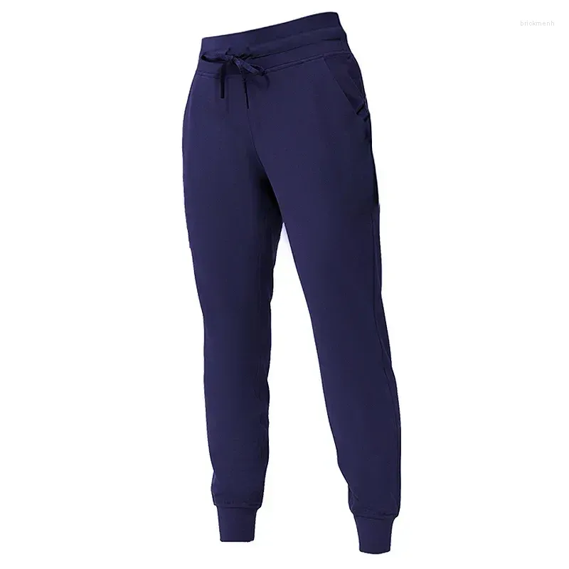 Active Pants LuLuLogo redo att jogga med logotypkvinnor Hög midja Gym Drawstring Sweatpants Fitness Loose Trousers Female Jogging