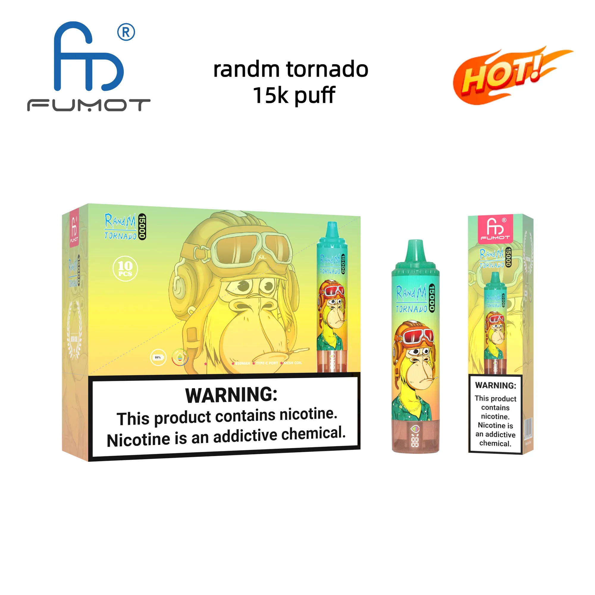 Original RandM Tornado 15000 Puff 15k Vape jetable 25 ml rechargeable Rechargé Cigs électroniques Puff 15K Vapes Aucune fuite Aucun coût supplémentaire