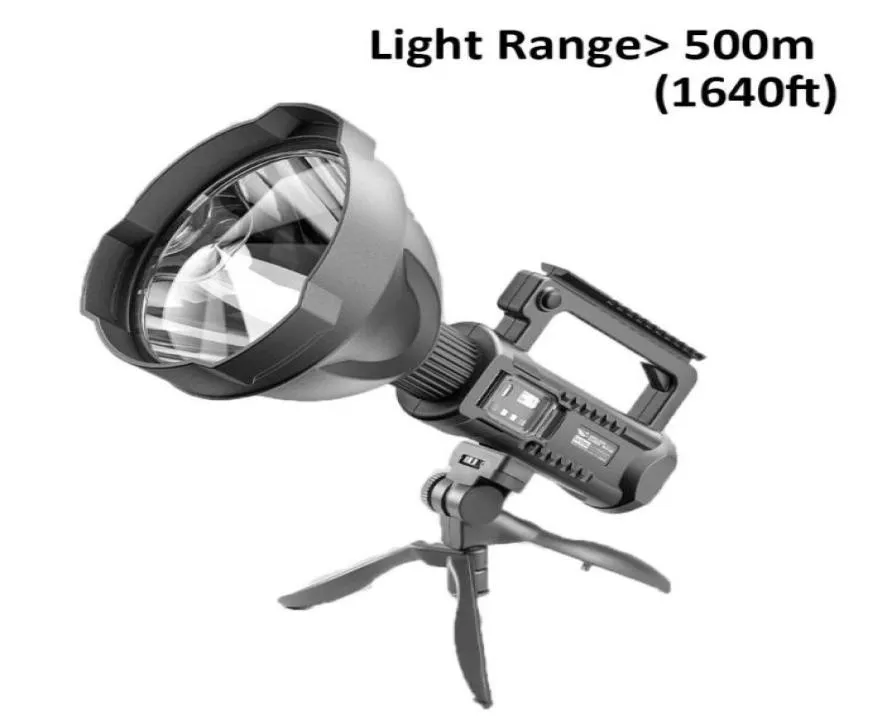 Portable Lanterns USB Rechargeable LED Work Light Searchlight 500m Range Handheld Spotlight With 18650 Battery For Hunting Adventu9334856