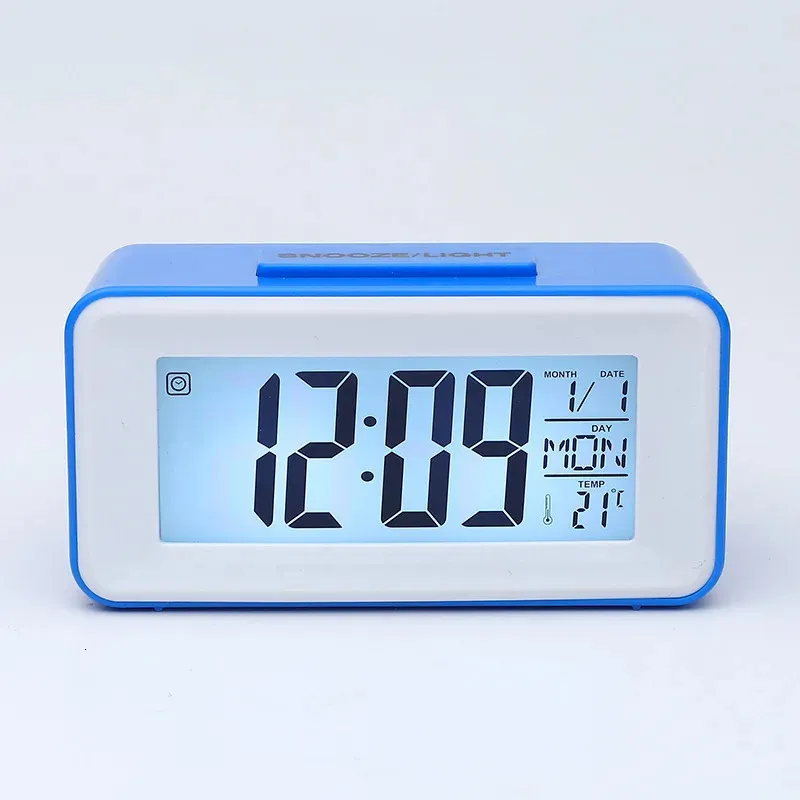 Desk Digital Clock Table Electronic Sound Control Backlight 12/24 Calendar Alarm Clock Ringtones Bedrooms Bedside Home Decor 240116