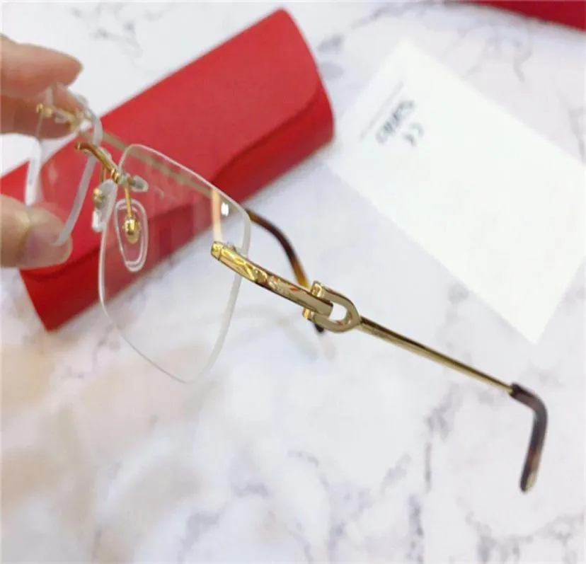 eyeglass frame 18k frame goldplated ultralight optical glasses 0045 square frameless men simple business style clear eyewear4800472