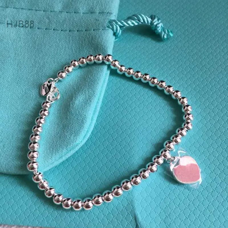 Pingentes Luxo Jóias Designer Tiffanyitys Cadeia Sterling New Silver Design Mulheres 925 Bead Charme Pulseiras Top Quality Vermelho Rosa Azul Coração Luxo Jóias para Ae0j