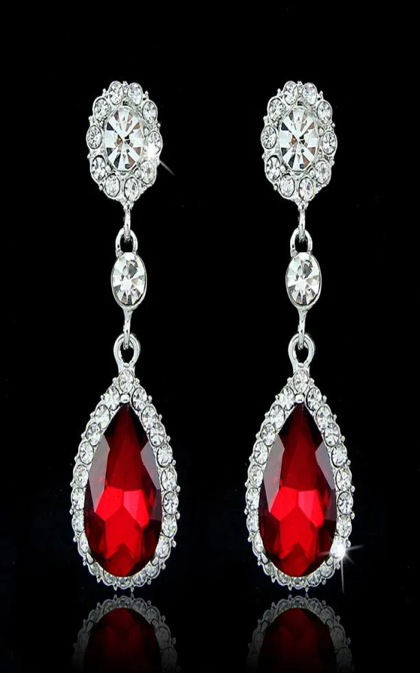 Modna biżuteria ślubna kryształy kolczyki srebrne dżernestony długie kropla kolczyka 5 kolorów prezent ślubny 3235029