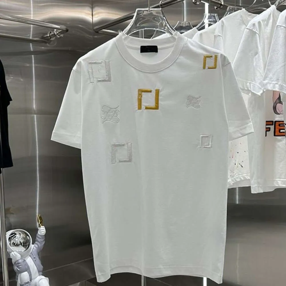 오버 사이즈 티셔츠 디자이너 티셔츠 셔츠 남성 남성 여성 패션 3D 글자 자수 둥근 목 셔츠 탑 캐주얼 느슨한 면화 티