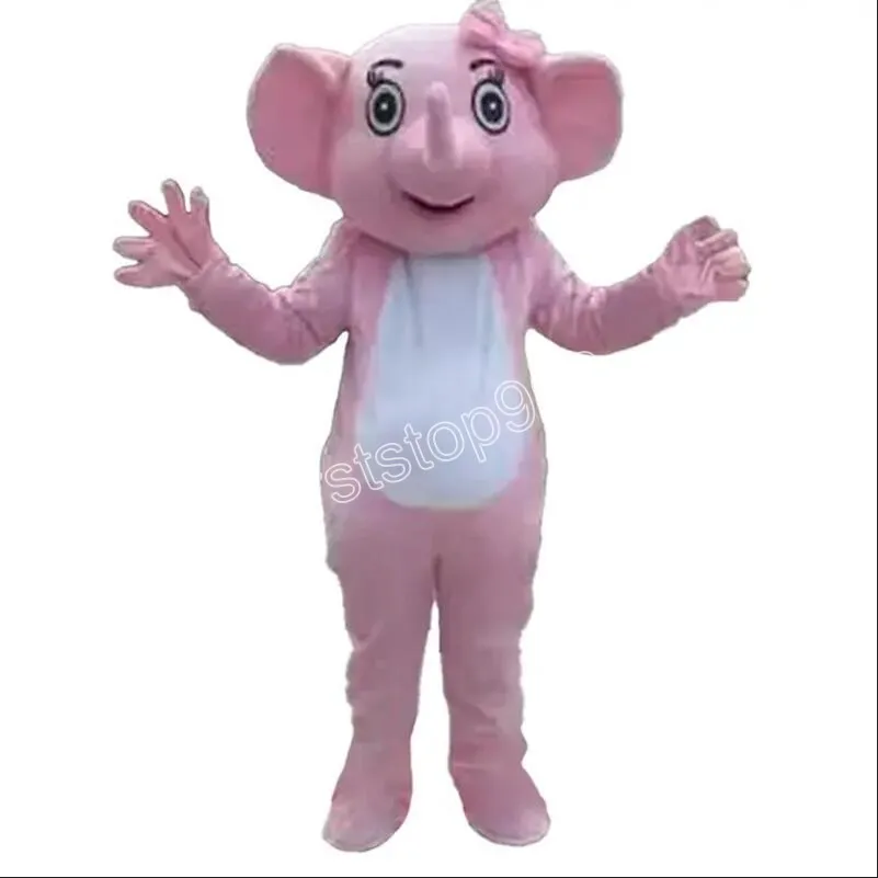 Costume de mascotte d'éléphant rose de haute qualité, personnage de thème animé, unisexe, taille adulte, accessoires publicitaires, fête de noël, tenue en plein air