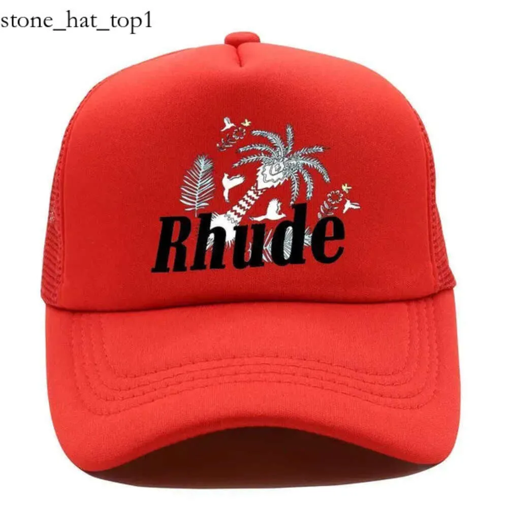 Rhude Designer Azul Letras Coroa Bordado Chapéu Rhude Homens Mulheres Protetor Solar Ajustável Malha Patchwork Boné de Beisebol Moda de Alta Qualidade Marca Maré Rhude Caps 7124