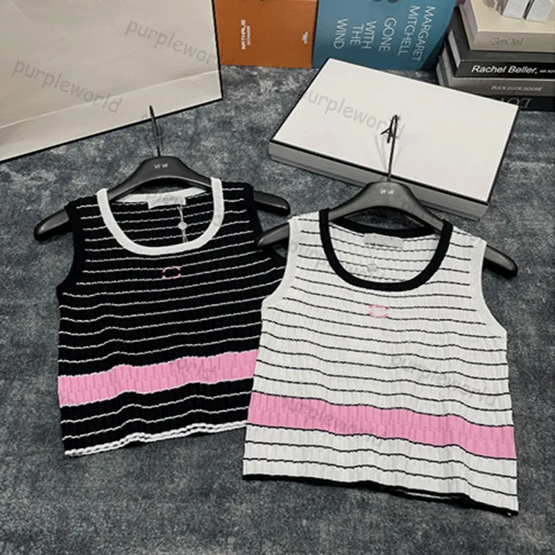 Stripe Tank Tops For Women Letter Sports Knitted Vest Summer Pullover Sleeveless Tops