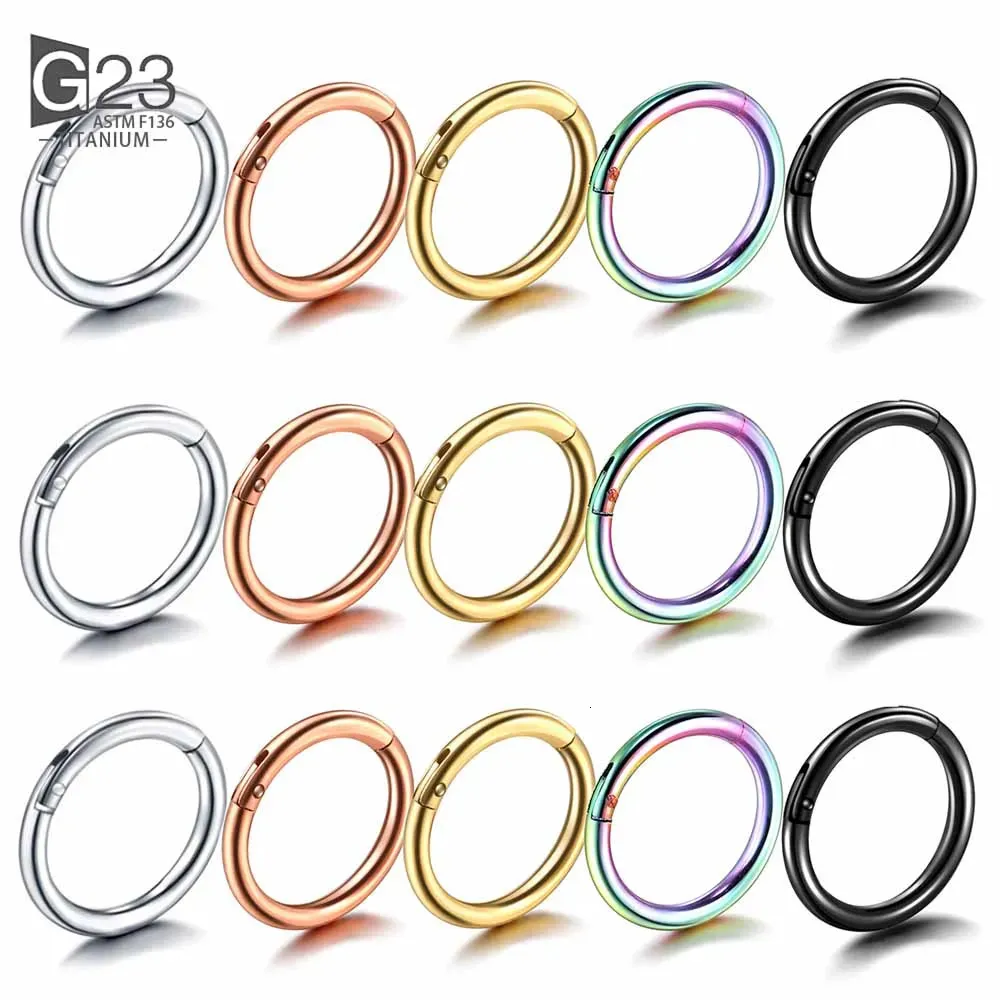 50st/100st G23 Nos Piercing Hinged Segment Hoop Ring For Women Men Septum Clicker Ear Helix Earring Piercing Smycken 240117