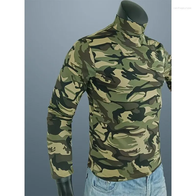 DHgate Tactical Mens Spring Turtleneck Camouflage Long Sleeve Shirt for Casual Hiking Apparel