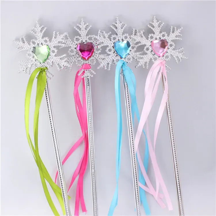 Snowflake ribbon wands crown set fairy wand girl Christmas party gem sticks magic wands wreath headband COS props cute kids gift A-889
