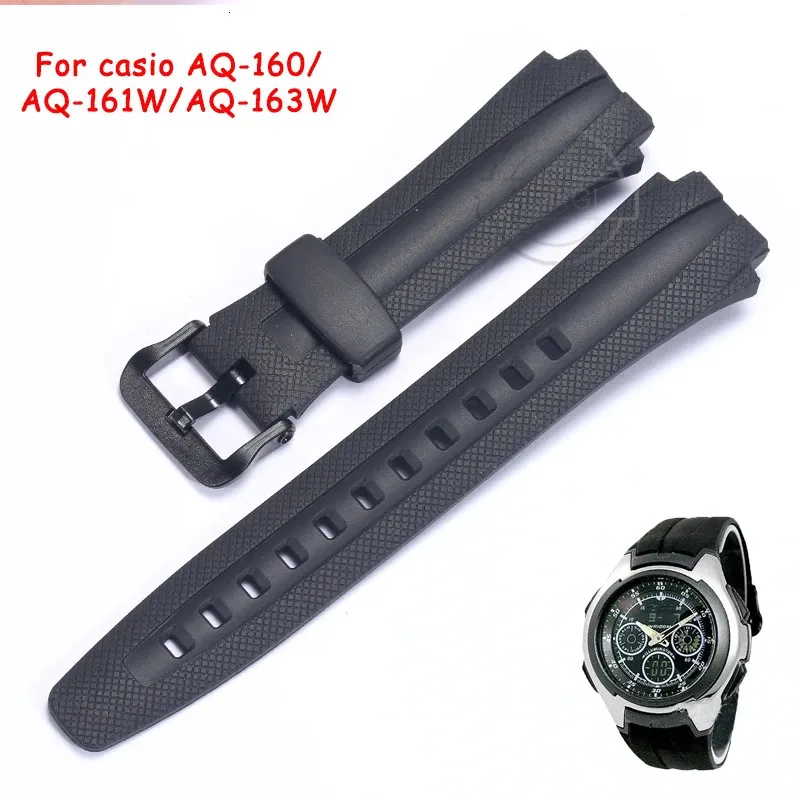 CASIO AQ160W AQ161W AQ163W 남성 밴드 고무 스프로트 방수 브레이슬릿 시계 액세서리 240116 용 17mm 수지 교체 스트랩