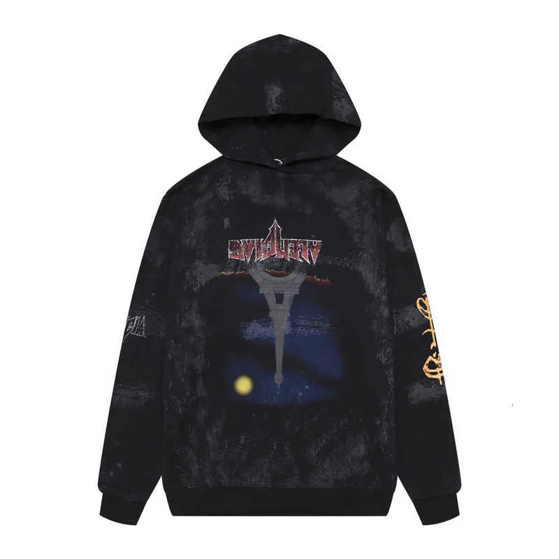 Tasarımcı Kadın Ceketleri 23SS Yüksek Versiyon B Aile Sonbahar Unisex Çift Stil Dark Night Demir Kulesi Ters Moda Hoodie 67G2