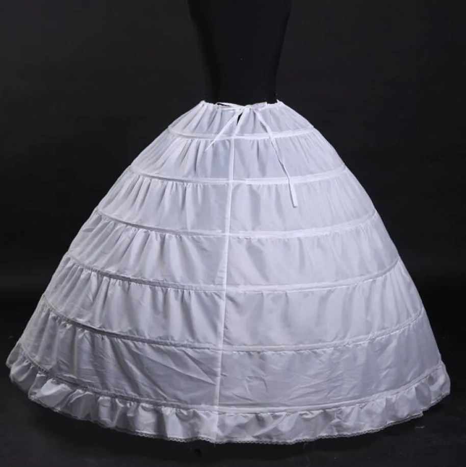 Wysokiej jakości białe 6 -obręcze Petticoat Crinoline Slip Underskirt na sukienkę ślubną Małże PROM QUINCEANERA SUNTS4158185