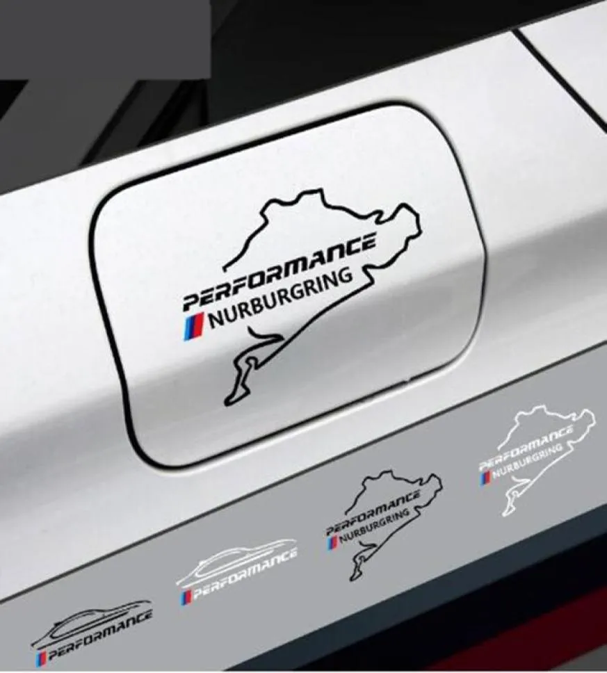 Ny stil bilbränsletank cap klistermärke racing road nurburgring för bmw e46 e90 e60 e39 f30 f34 f10 e70 e71 x3 x4 x5 x6 bilstyling8681481