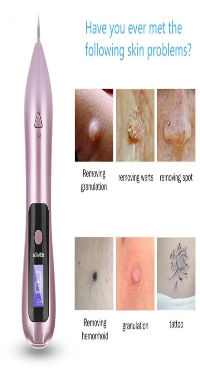 USB -uppladdningsbar LCD -svep Freckle Mole Borttagning Pen Tatuering Borttagning Maskin Dark Spot Speckle Nevus Facial Hud Clean Tool8920944