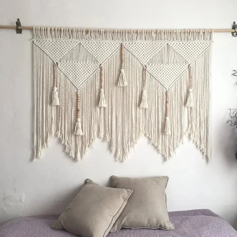 Macrame Tapestry Woven Boho Decor Macrame Wall Hanging Bohemian Room Geometric Art Tapestries Dekor present Dorm Room Decora 240117