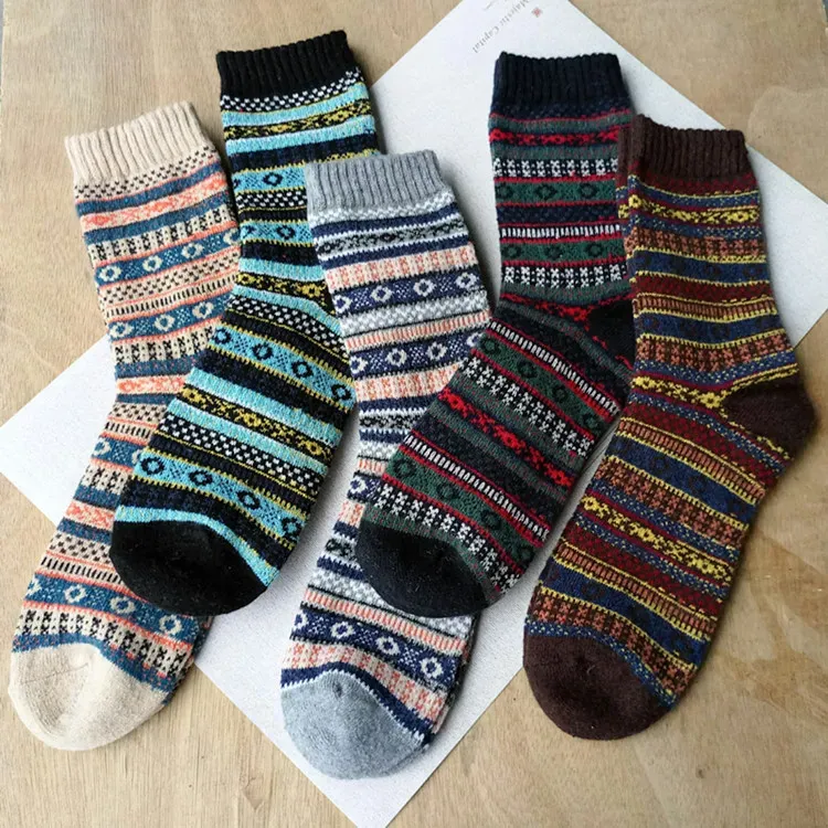Men Women Kids Autumn and winter vintage rabbit wool socks for men high-grade comfortable national wind warm socks