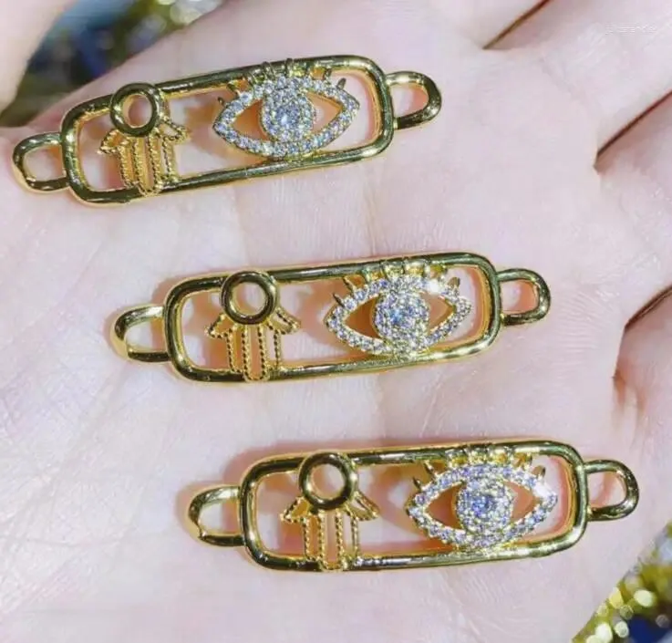 Link pulseiras 1 peça retângulo moda diy encantos para pulseira jóias fazendo cobre cor dourada zircônia cúbica acessórios conector sdf3