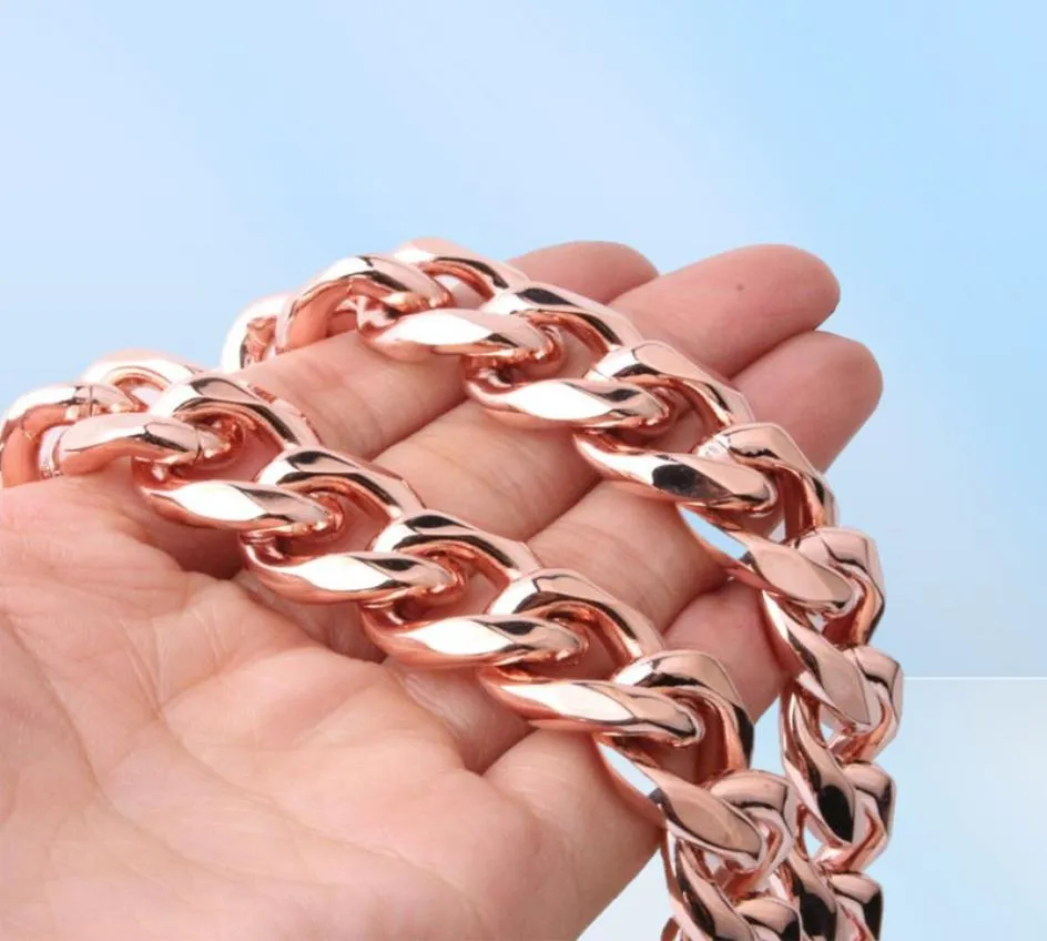 Curb Cuban Link Rose Gold Kolor stali nierdzewnej Łańcuch Miami Męs