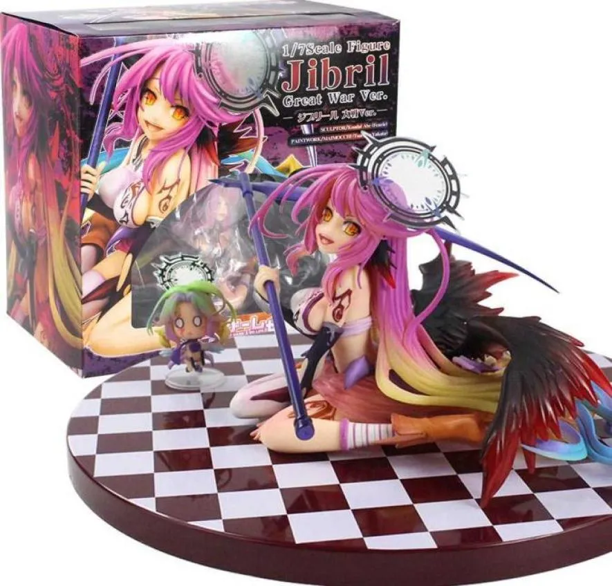 14 cm Geen Game Geen Leven Figuren Jibril Flueqel Meisje Angel Sikkel Shiro Anime Sexy Schoonheid Model Speelgoed Q07228247749