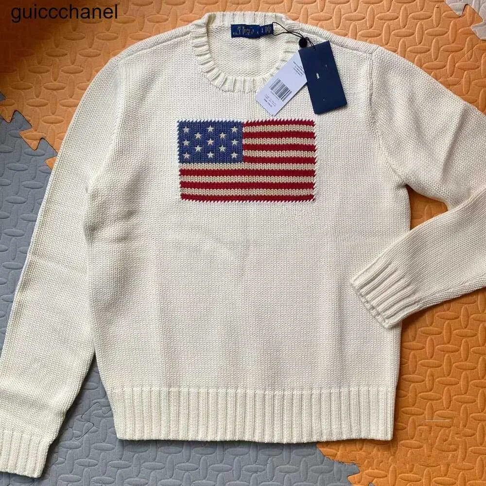 Herrenpullover Neuer 23SS-Strickpullover – American Flag Winter High-End-Luxusmodemarke Bequemer Baumwollpullover 100 % Herrenpullover