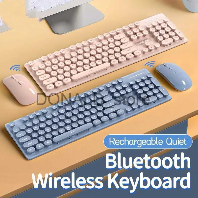 Keyboards MC KM600 Wireless Keyboard and Mouse Combo Bluetooth Full Size 104 Keys Keyboard and Portable Wireless Mouse for Windows PC iPad J240117