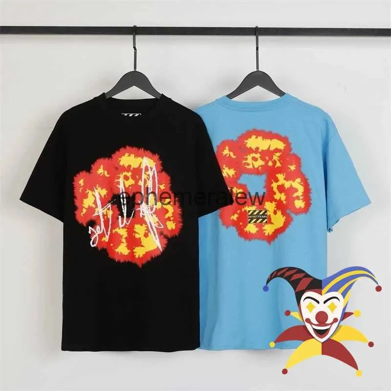 T-shirt da uomo Flame Kapok Denim Tears T-shirt Uomo Donna Versione top Blu Nero T-shirt oversize T-shirt manica corta allentataephemeralew