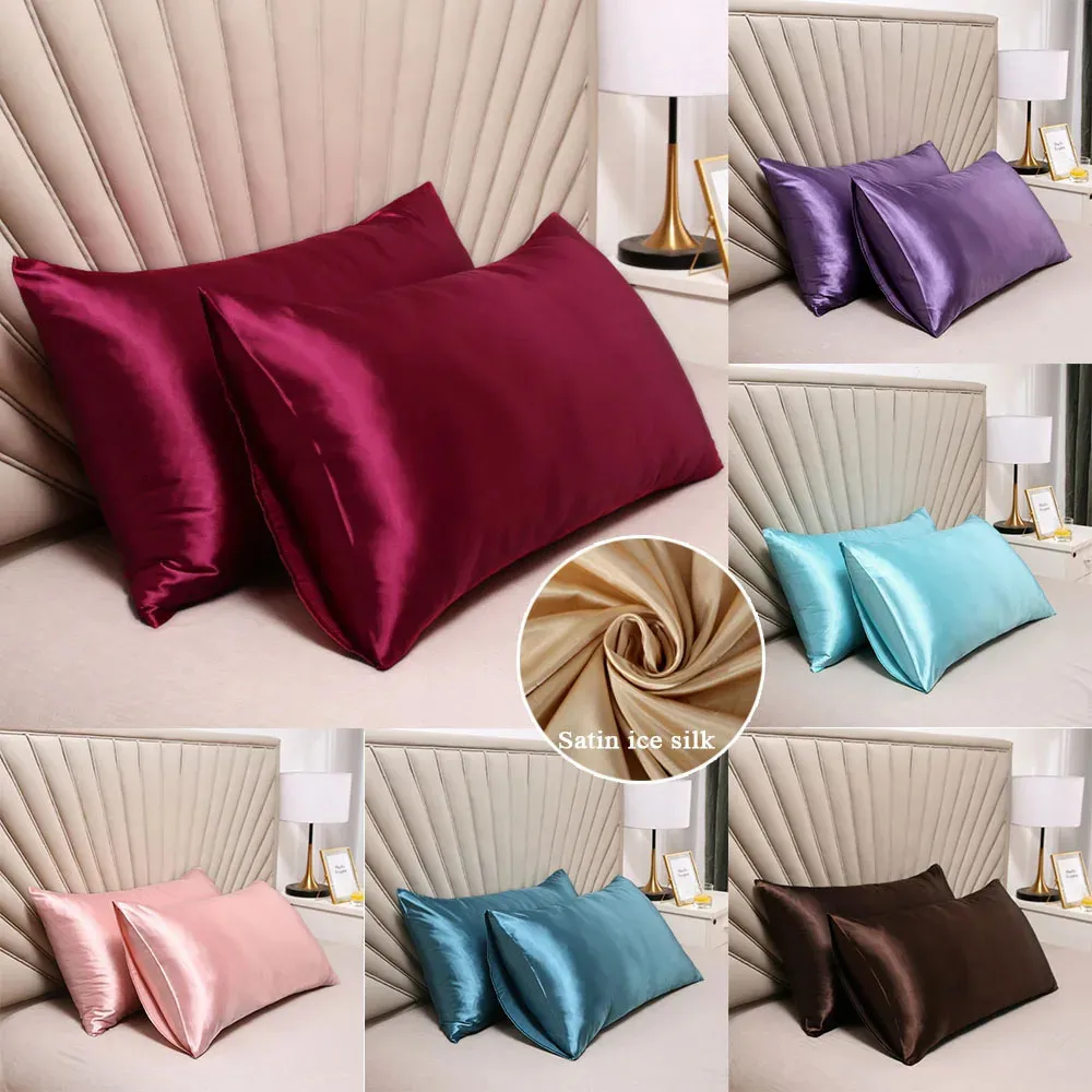 2PC Natural mulberry silk pillowcase genuine silk protection for hair and skin pillowcase multi-color smooth bedding pillowcase 240113