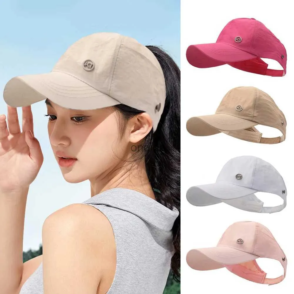 Bollmössor 2023 Retro Ny sommarmössa för kvinnor Ponytail Baseball Cap Solid Color Sunhat Sport Running Sun Visor Hatts for Women Ponycap YQ240117