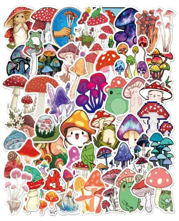 Ny vattentät 103050st Cartoon Mushroom Plant Graffiti Stickers Decals telefoncykel skateboard bärbar dator scrapbook dagbok söt stick6231299