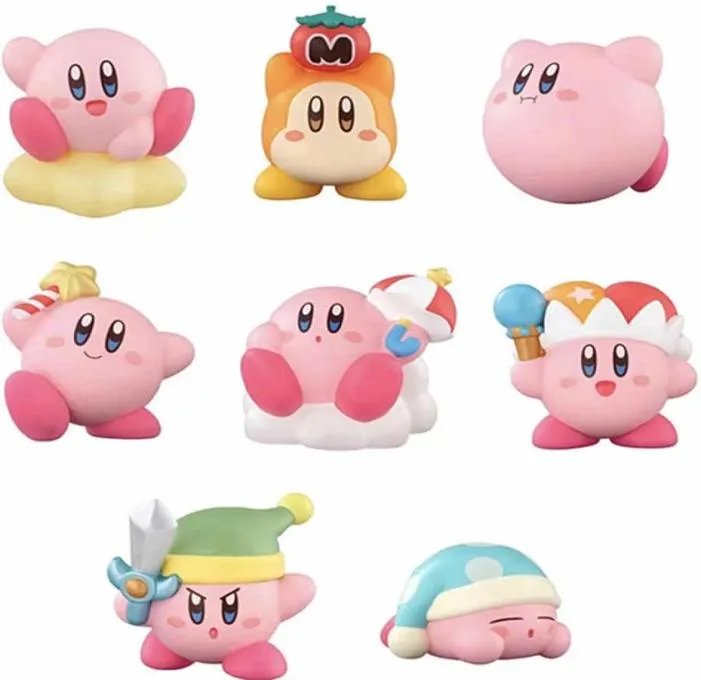 8pcs مجموعة Kirby Anime Games Kawaii Cartoon Kirby Waddle Dee Doo PVC Action Dolls Collection Toys for Kids Birthday Gifts9420233