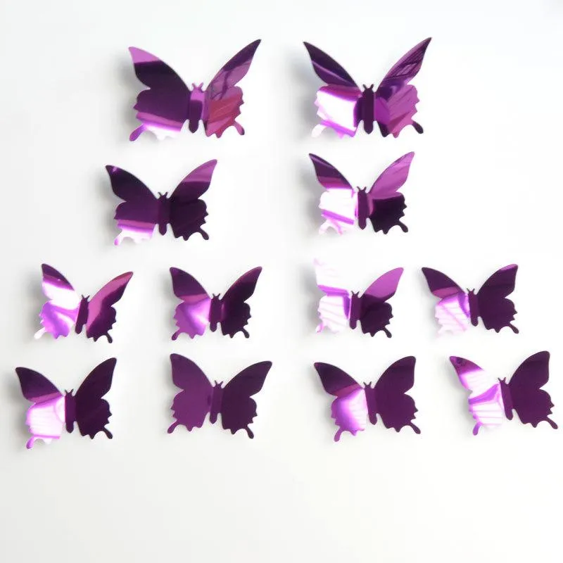 Stickers muraux 12 miroir à trois niveaux papillon animal de compagnie 3D chambre salon décoration livraison directe otjub