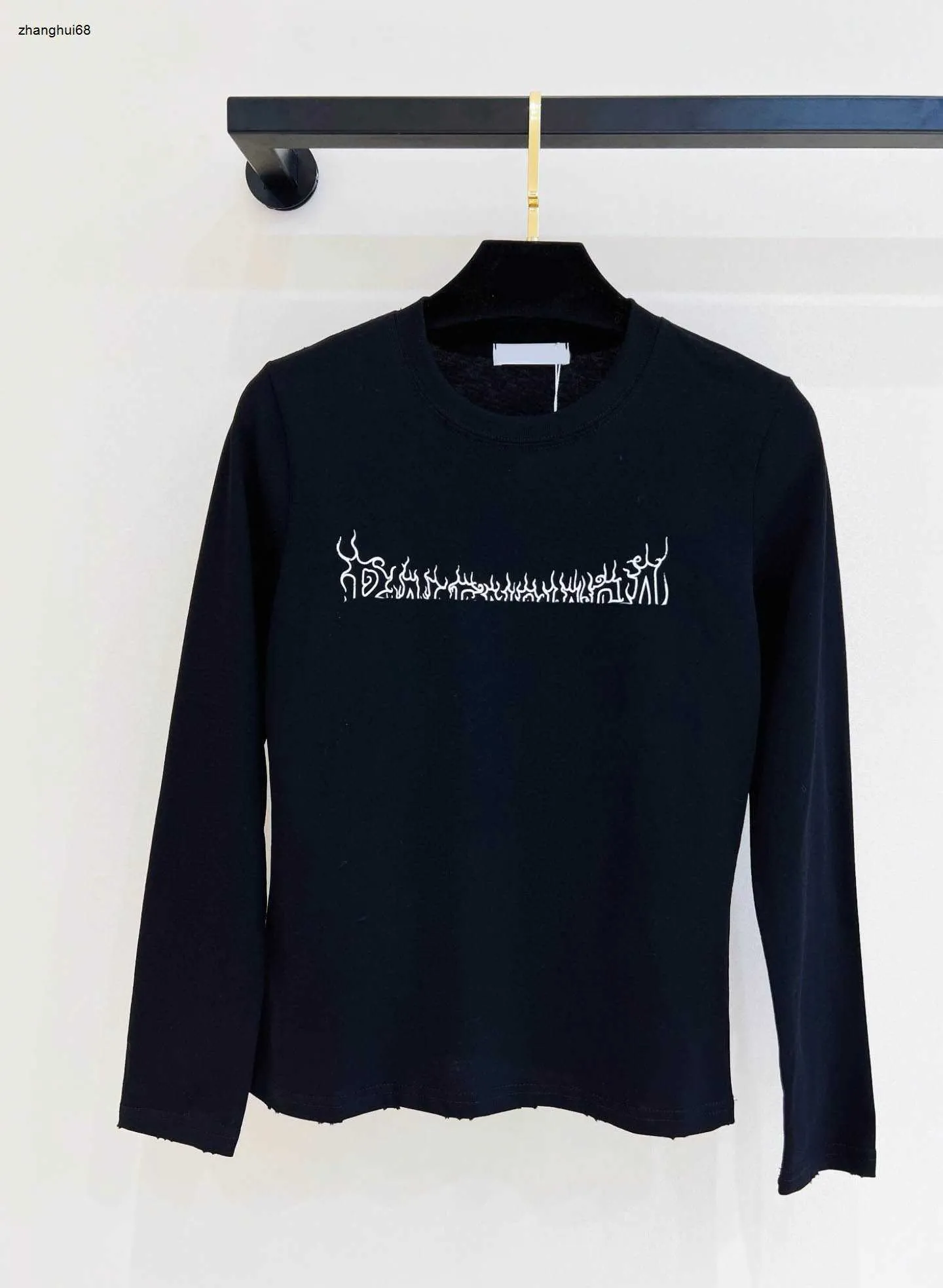 Damen-Strickwaren-Markenkleidung für Damen, Buchstaben-Logo, langärmeliges T-Shirt mit rundem Kragen, Oberteil, 17. Januar
