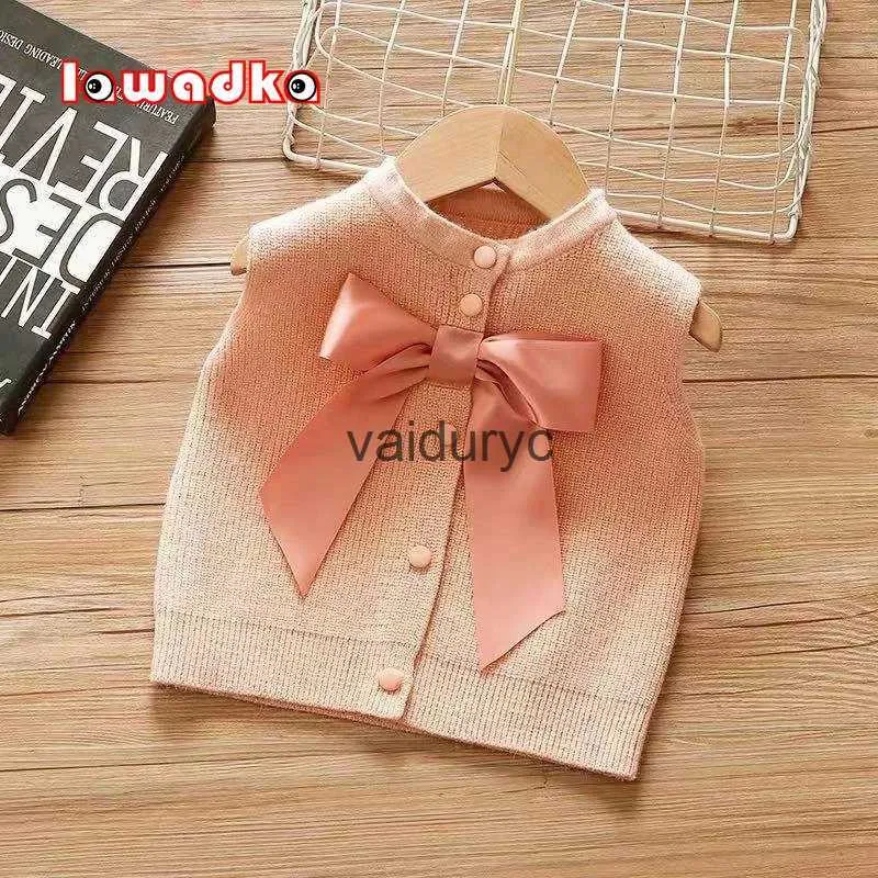 Waistcoat Lawadka Spring Kids Vest For Girl Fashion Bow Solid Children Cardigan Sweater Outwear Sleeveless Baby Waistcoat 2021 Clothes H240508