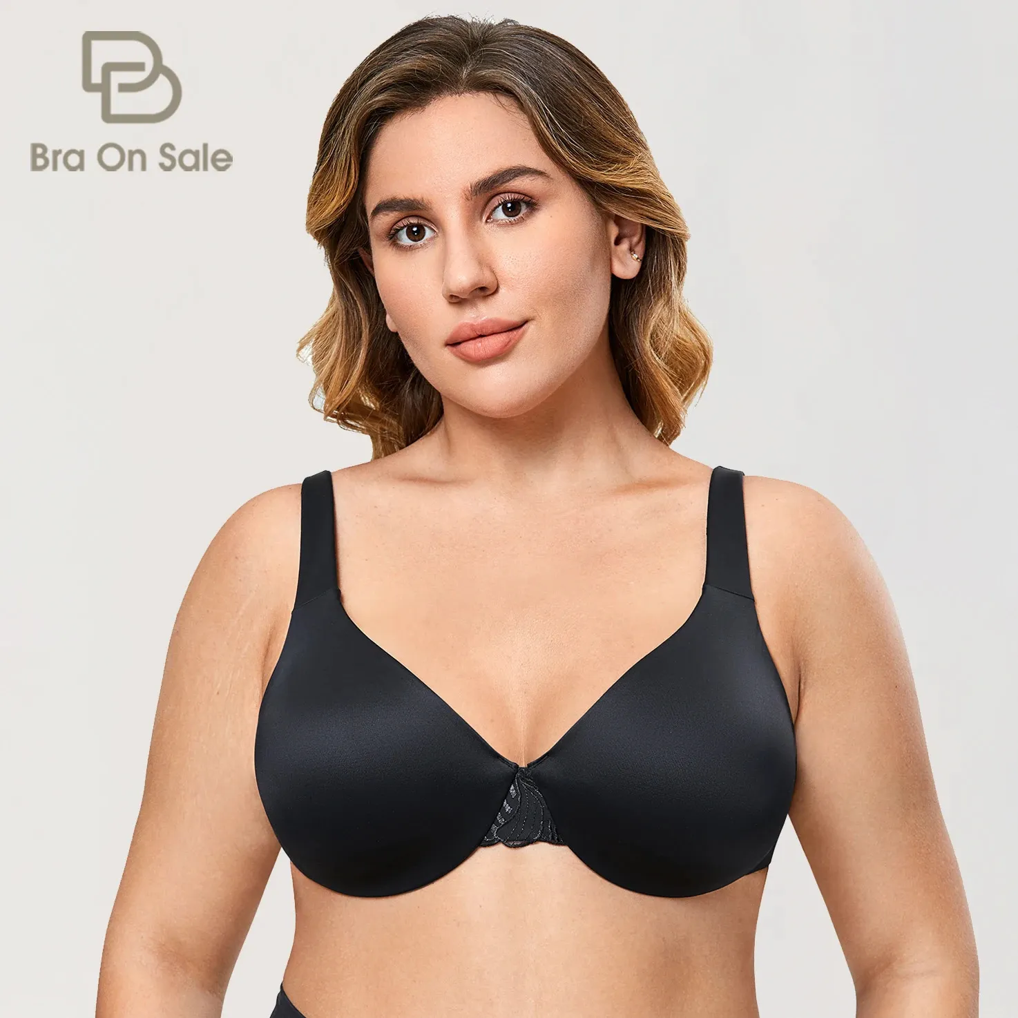 Kvinnors plusstorlek LACE Minimizer Underwire Full täckning Olänk Sömlös bh breda remmar 240116