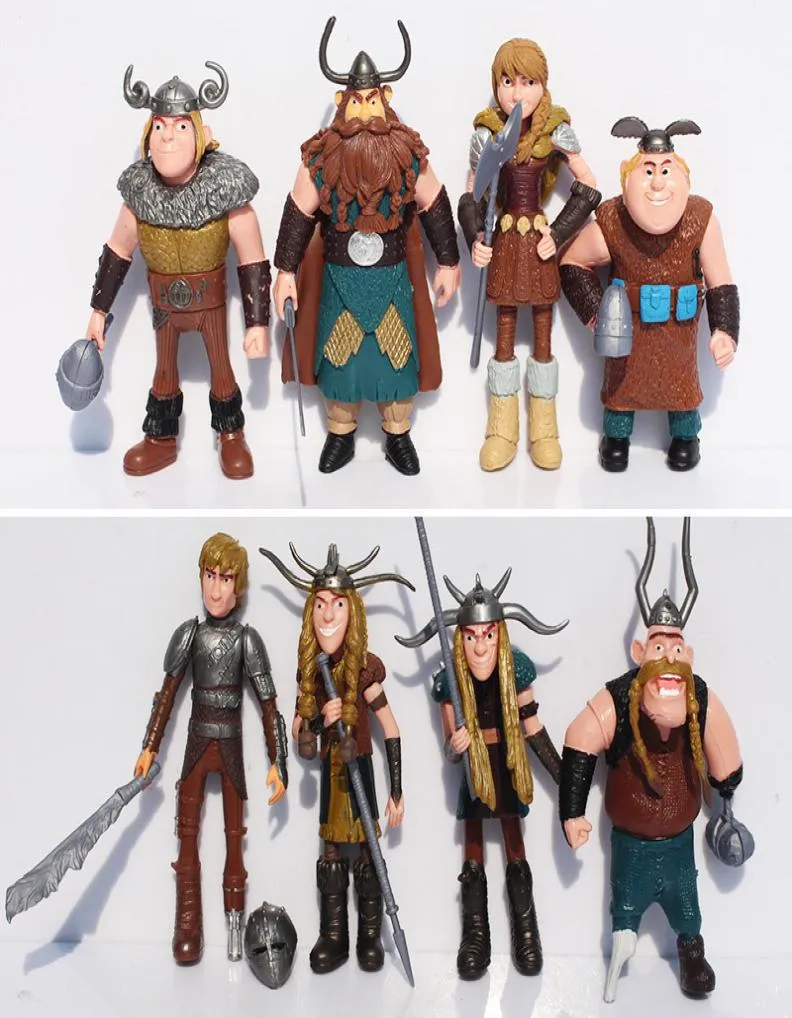 8 pzset Come addestrare il tuo drago Skaracchio Tuffnut Ruffnut Astrid Stoick Vasto Hiccup Action Figure Giocattoli Bambole Regali per bambini Y2004217369384