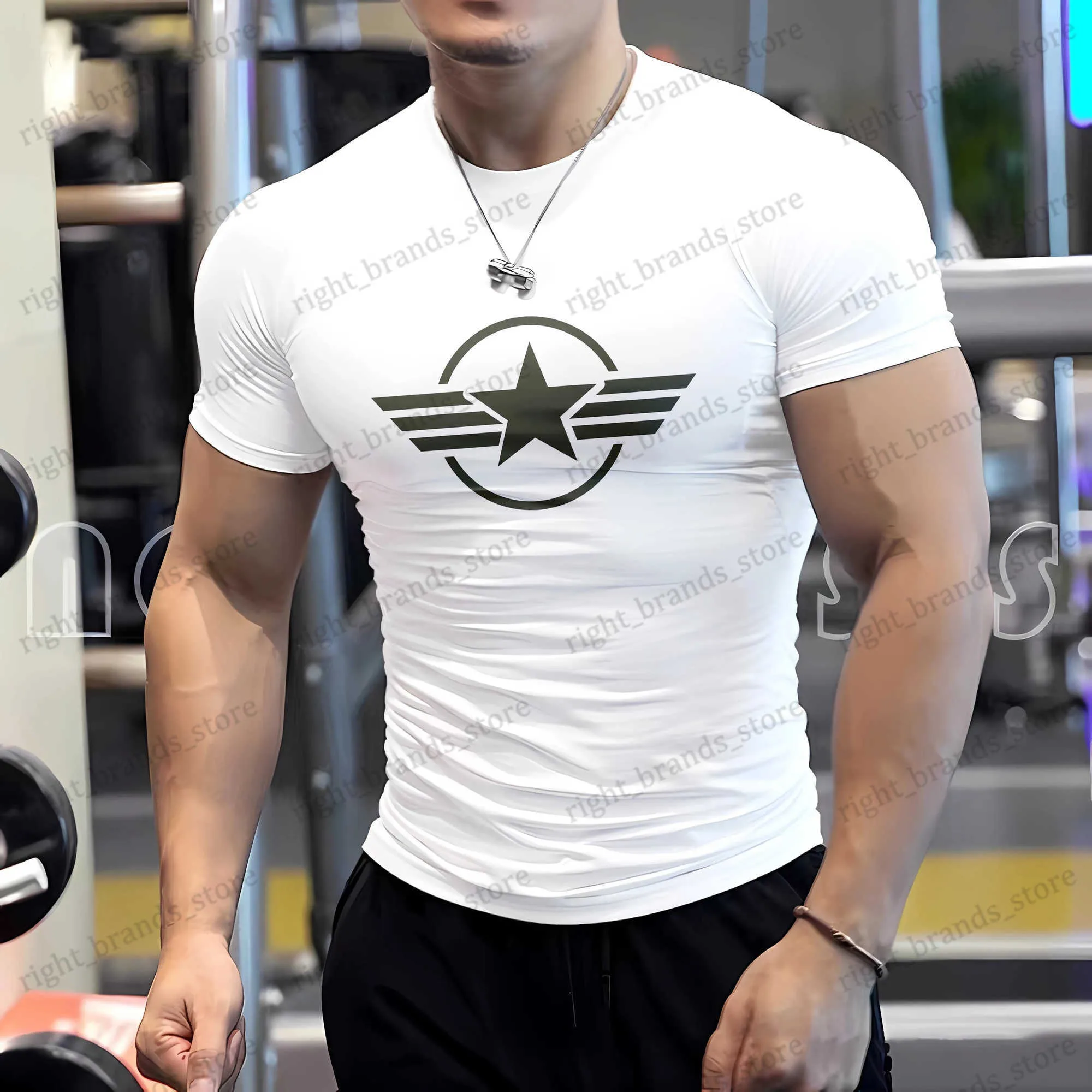 T-shirt da uomo T-shirt da palestra estiva da uomo Tendenza maschile Stampa Fitness T-shirt a maniche corte Mesh Abbigliamento sportivo traspirante Top O Collo T-shirt Abbigliamento da uomo T240117