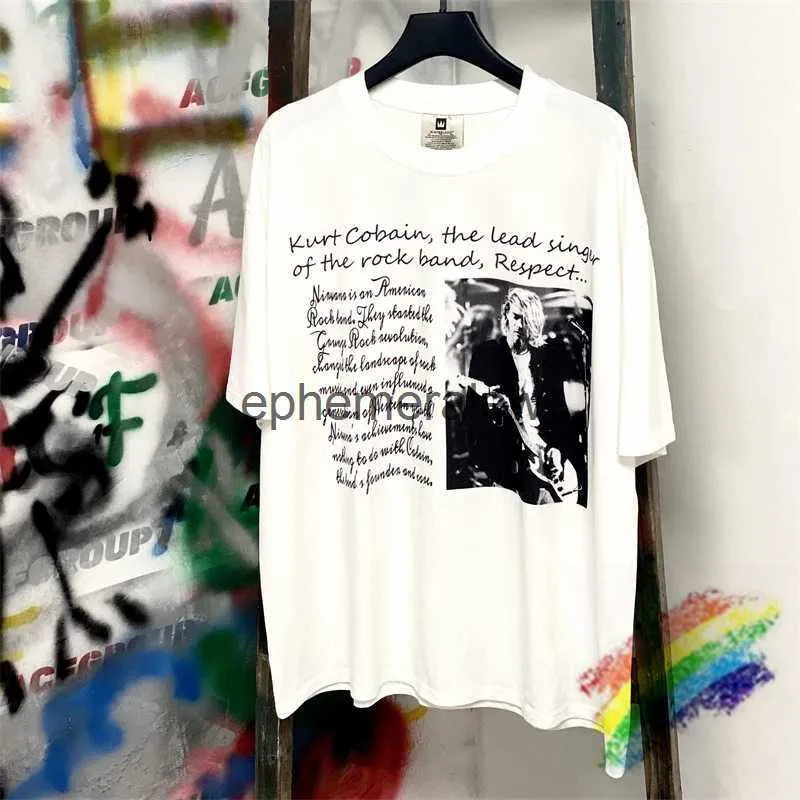 Homens camisetas Branco Kurt Cobain Assinatura Padrão de Impressão Camiseta Homens Mulheres Alta Qualidade Tees Tops T-Shirtephemeralew