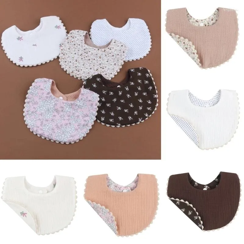 Accessoires pour cheveux F62D, écharpe en coton, bavoir à boutons, bave d'alimentation pour bébé, serviette de salive, Bandana, tissu de rot