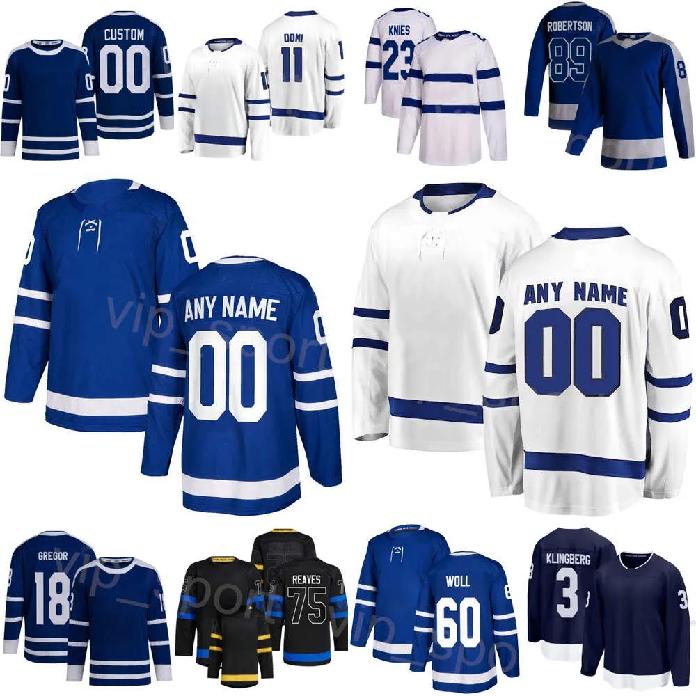 Custom Hockey 75 Ryan Reaves Jersey 11 Max Domi 60 Joseph Woll 23 Matthew Knies 89 Nicholas Robertson 3 John Klingberg 18 Noah Gregor 91 John Tavares
