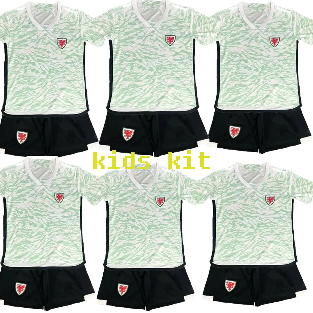 24 25 Wales Kids Kit Soccer Jerseys WILSON JOHNSON RAMSEY BALE WILLIAMS JAMES RODON ALLEN MOORE ROBERTS DAVIES Away Football Shirt