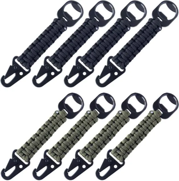 8st QingGear Handgutat Paracord Carabiner Clip Lanyard med flasköppnare Keyring för ryggsäckar Väskor Keys Pures Pants och More2960438