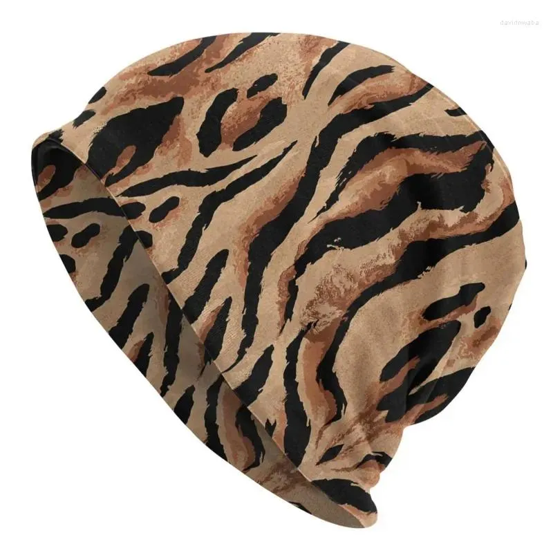 Basker tiger leopard hudmönster unisex vinterhuve homme stickning hattar mössa mössa utomhus djur textur mössor för män kvinnor