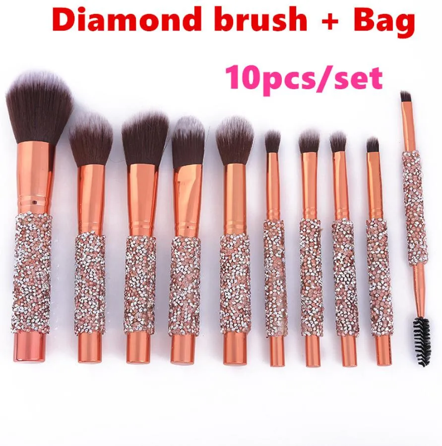 Professionella sminkborstar 10st Set Diamond Brush Pulver Foundation Makeup Tools Eye Shadow Brushs Eyeliner Brow Cosmetic6894539