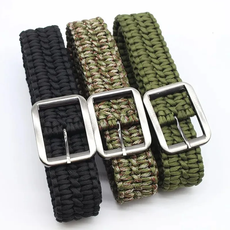 Outdoor Survival Paracord Belt 550 12m Utility Milspec Cord Solid with Steel Buckle camping hiking clmbing 240117