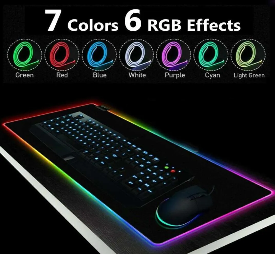 Gaming RGB LED Mouse Pad Borracha Macia USB Com Fio Iluminação Colorida Mousepad Luminoso Teclado Gamer Mouse Mat PC Computador Laptop LJ205664861