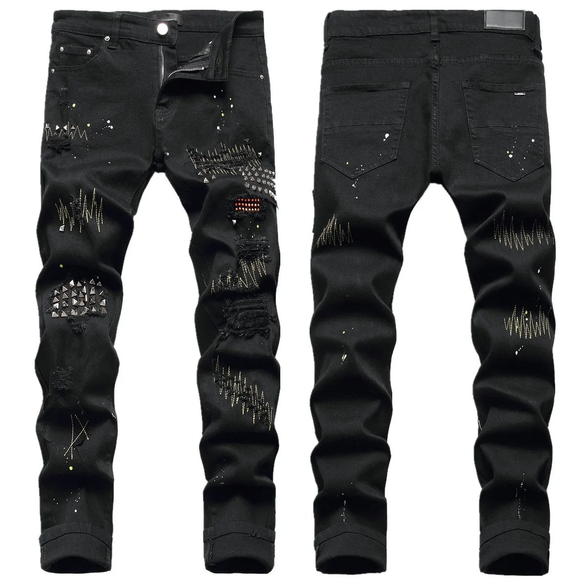 Hip Hop nouveaux hommes jeans pantalons lin Jeans homme pantalon en détresse déchiré Biker Slim Fit moto Denim pour hommes