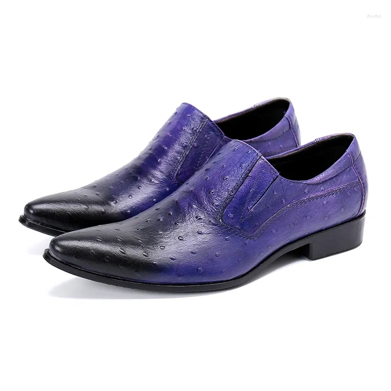 Scarpe eleganti fatte a mano da uomo in pelle originale da ufficio slip on mocassini causali blu Calzature maschili di alta qualità Zapatos Hombre